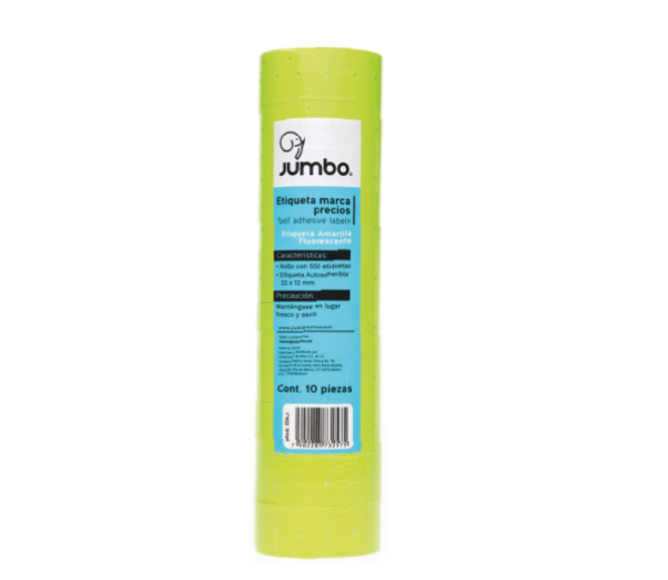 Etiqueta de Rollo para Precios Amarilla Fluorescente Jumbo Pet3