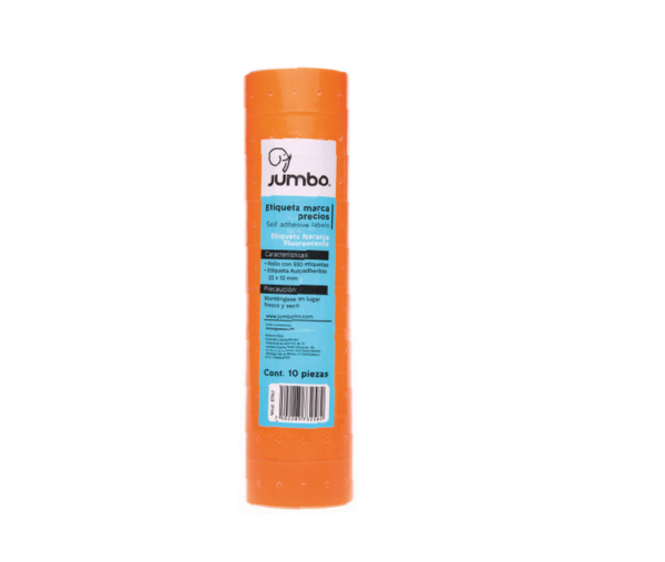 Etiqueta de Rollo para Precios Naranja Fluorescente Jumbo Pet4