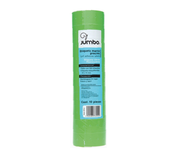 Etiqueta de Rollo para Precios Verde Fluorescente Jumbo Pet5